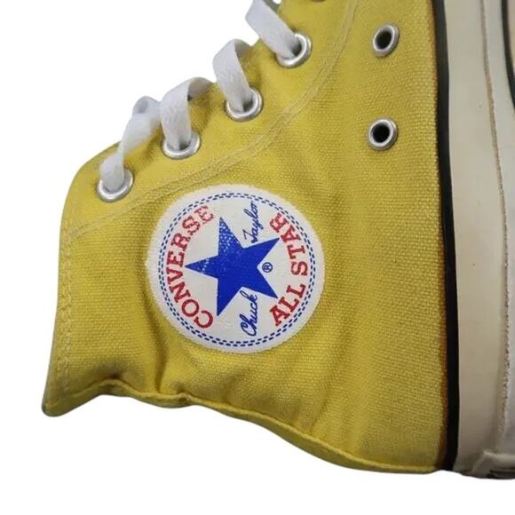 Converse USA Shoes Mens 5.5 Sneakers Chuck Taylor All Star Yellow Hi Top 80s 90s - Picture 8 of 15